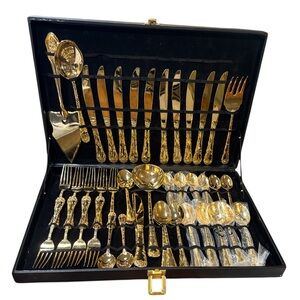 Gold-Plated Flatware Set with case - 43 piece